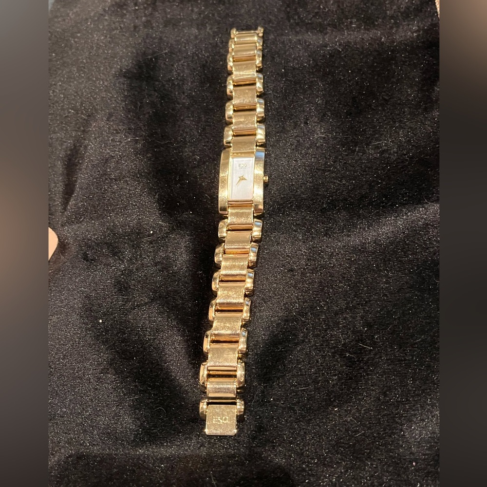 🌙 C1002 ESQ Esquire Swiss Quartz women gold tone bracelet watch 100630 MOP dial